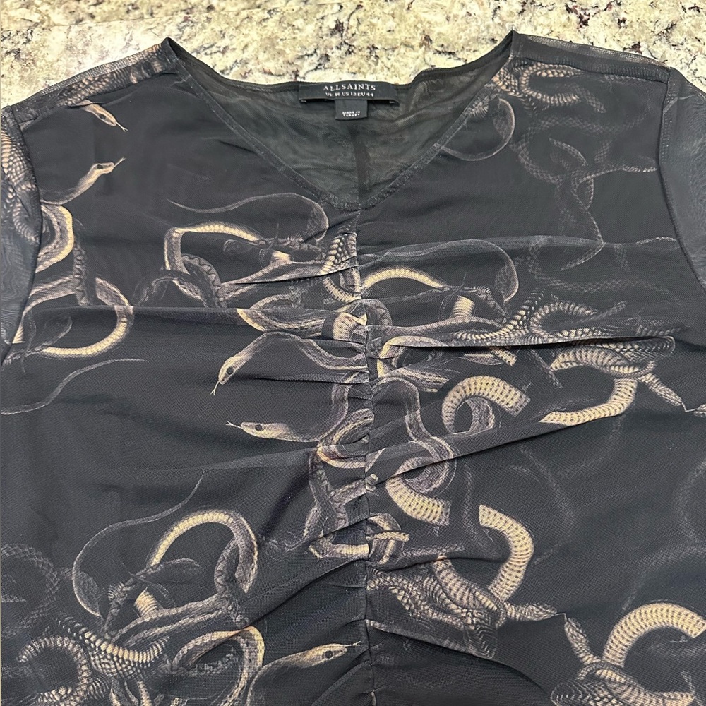 All Saints Charcoal Snake Print Blouse